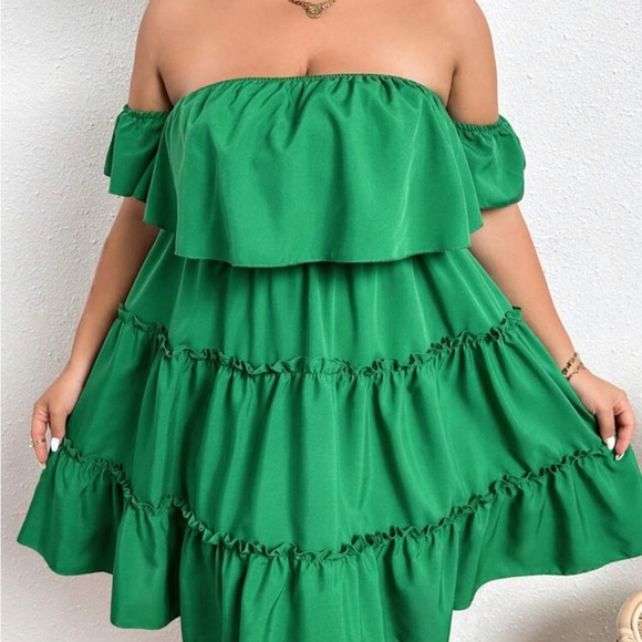 Plus Off Shoulder Ruffle Hem Dress - Picture 2 of 2